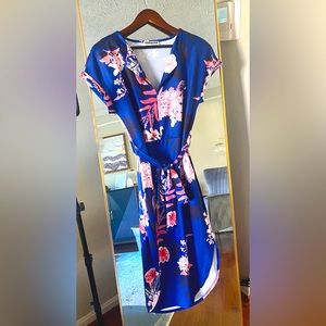 Tie front floral dress